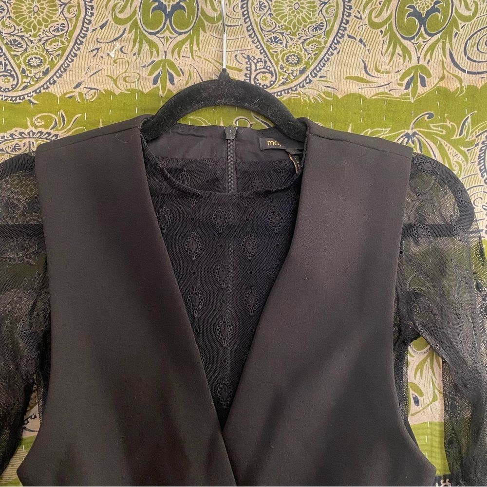 Maje Black Istoria Lace Long Sleeve Romper Playsuit Size EU 34/ US 2 - Picture 3 of 16